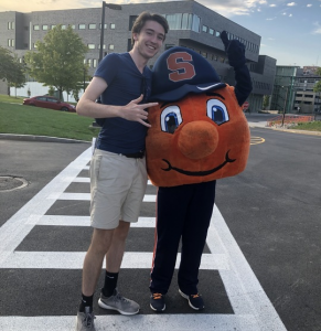 Liam Crowley and Syracuse University’s Mascot